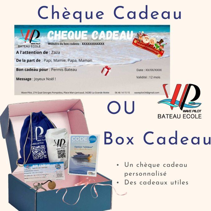 Pour offrir : Cheque cadeau  à imprimer ou BOX Cadeau  Permis côtier Formule OPTIMUM